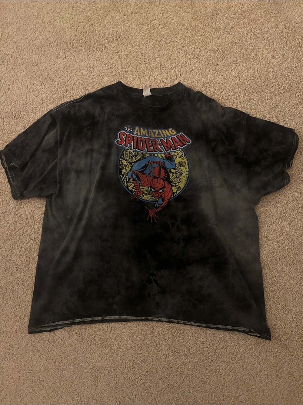 Urban Outfitters Black Tie-Dye 'The Amazing Spider-Man' Graphic Tee